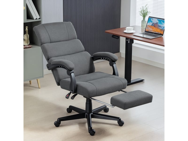  Fauteuil de bureau rembourré aspect velours, réglable en hauteur, sur roulettes, gris  - Conforama D