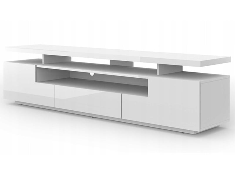 Meuble tv  180x42x51 cm blanc brillant evan meuble sur pied  - Conforama B