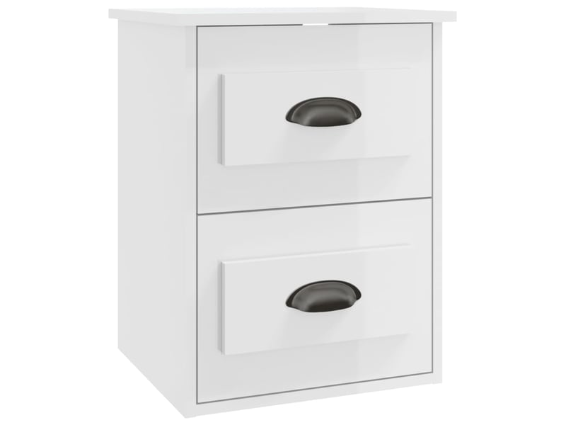 Table de chevet - cabinet de chevet - table de nuit murale blanc brillant 41,5x36x53 cm  - Conforama A