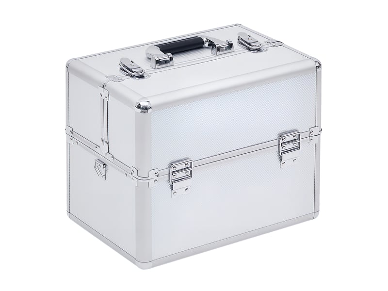 Mallette maquillage valise maquillage à 3 niveaux, boîte de cosmétiques avec clés, 36,5 x 24 x 29 cm, argent - Conforama A