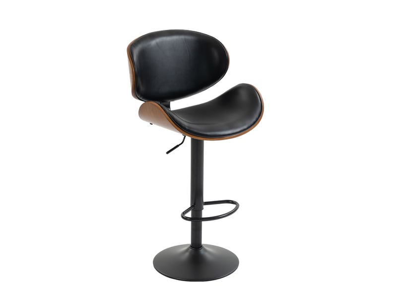  Tabourets de bar lot de 2 réglables et pivotants 360° - lpospi - dossier ergonomique, repose-pieds, simili cuir noir  - Conforama A