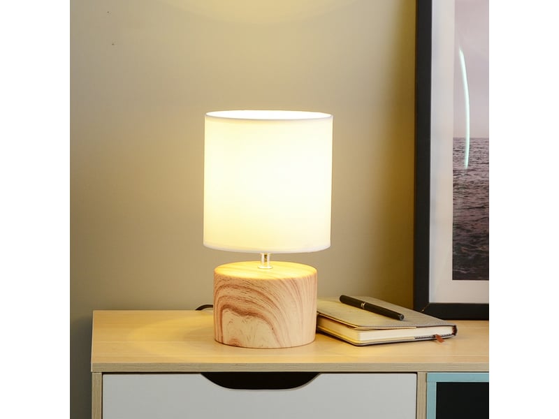  Lampe de table ø16cm crème – base en céramique, abat-jour en tissu pride  - Conforama D