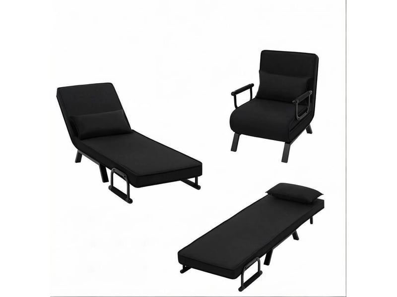 Fauteuil-lit convertible 3 en 1 noir avec dossier réglable - Conforama A