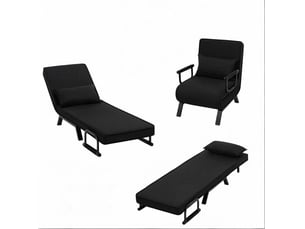Fauteuil-lit convertible 3 en 1 noir avec dossier réglable