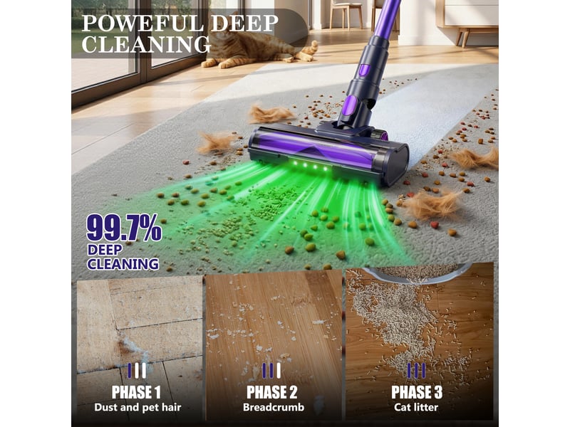  Aspirateur sans fil,600w55 kpa,autonomie de 60 minutes,pour la maison,aspirateur balai autoportant avec brosse anti-emmêlement et écran tactile oled  - Conforama C
