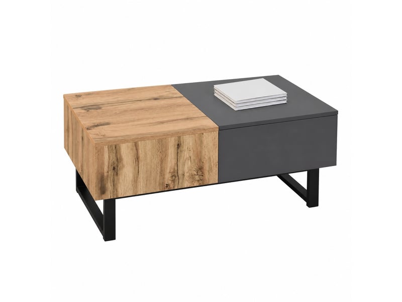  Table basse coulissante avec compartiments pour salon en panneaux de particules 100×40×55 cm bois anthracite  - Conforama A