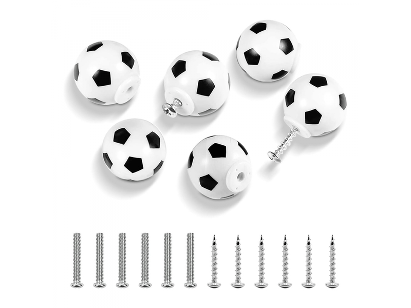  6 boutons de tiroir de football, boutons décoratifs pour meubles, poignées de coiffeuse pour enfants et amateurs de sport  - Conforama A