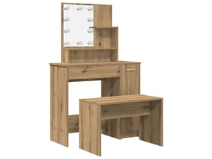Coiffeuse 0 tiroir(s) Miroir Led avec 1 tabouret(s) inclu(s)     coloris bois clair