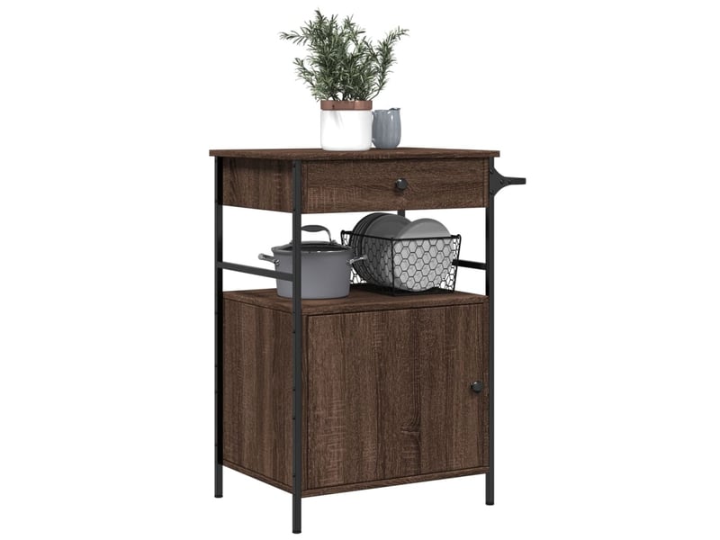  Desserte de cuisine, chariot de rangement chêne marron 56x43x89,5 cm bois d'ingénierie  - Conforama E