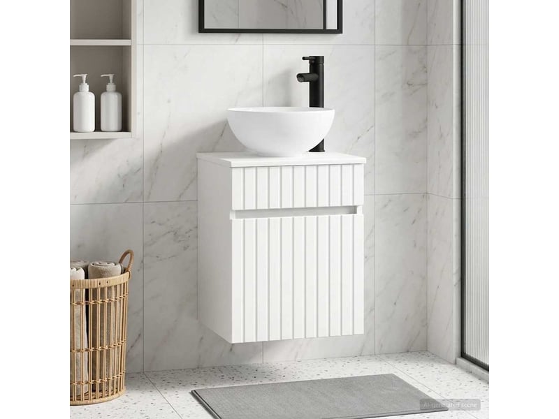  Meuble de lavabo mural, rangement salle de bain blanc 39x41x64.5 cm  - Conforama B