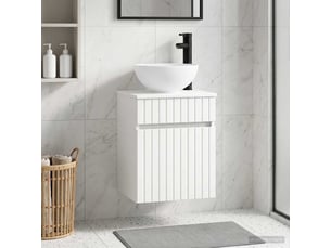Meuble de lavabo mural, rangement salle de bain blanc 39x41x64.5 cm