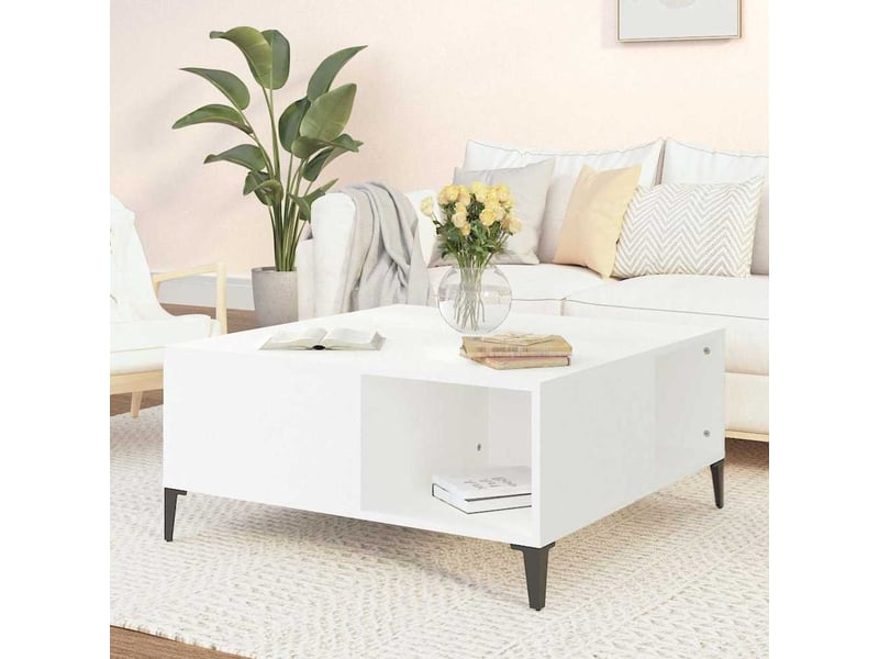  Table basse - table de salon - table à thé blanc 80x80x36,5 cm bois d'ingénierie  - Conforama B