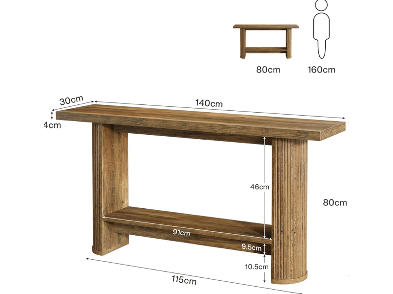  Console étroite 140x30x80 cm moderne marron  - Conforama C