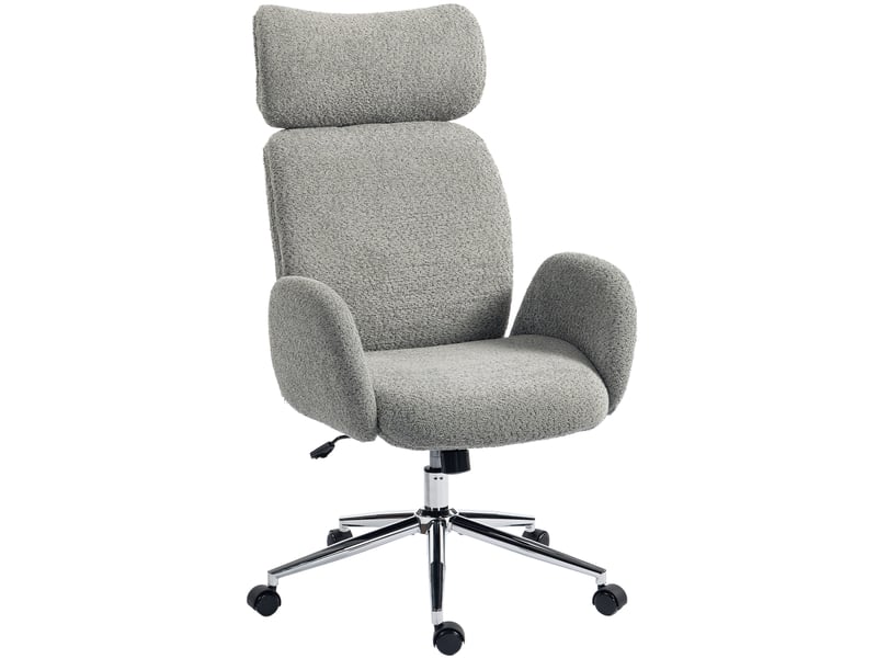  Chaise de bureau ergonomique avec appui-tête réglable, fonction inclinable, hauteur réglable, gris foncé  - Conforama A