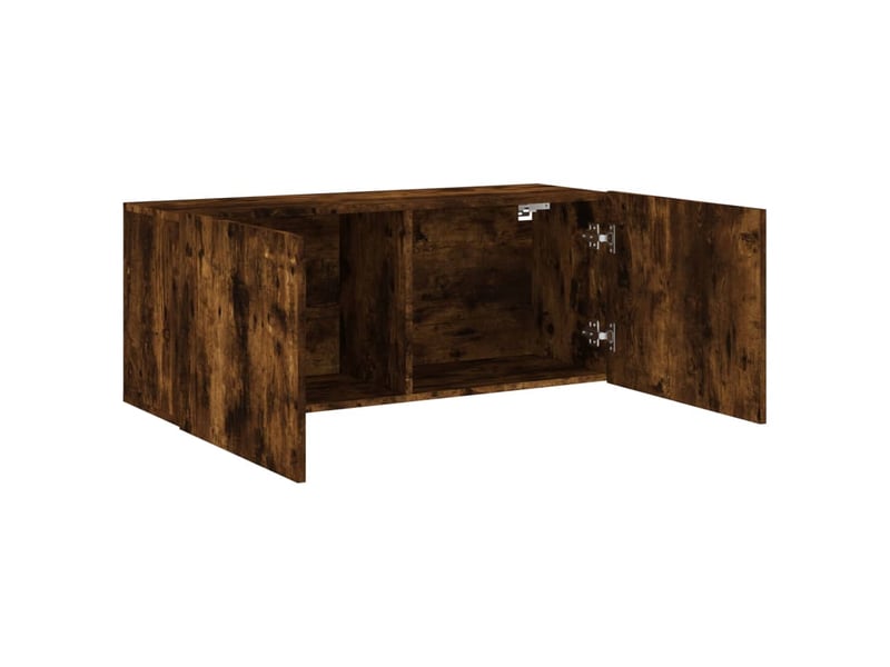  Meuble tv - banc tv - meuble de rangement mural chêne fumé 100x30x41 cm  - Conforama E