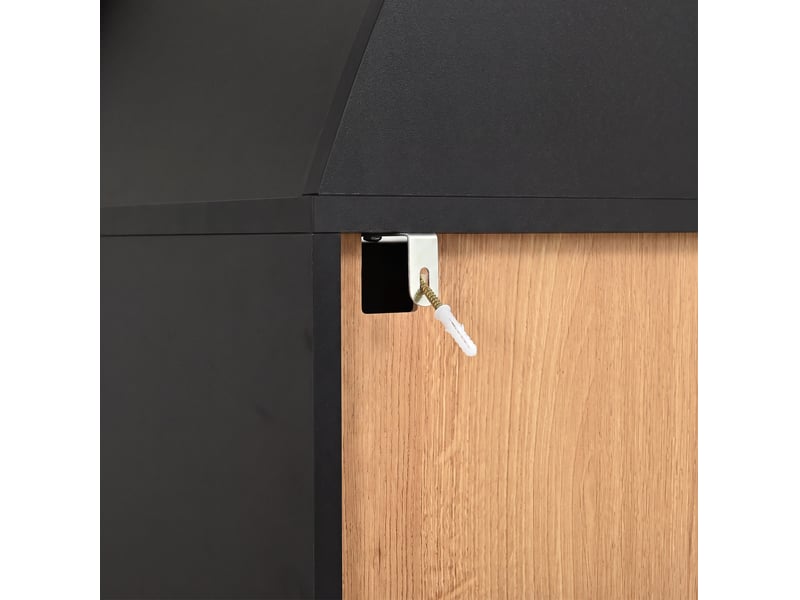  Buffet vitrine,110x40x185 cm,avec rangement,mdf et panneaux de particules,noir  - Conforama D