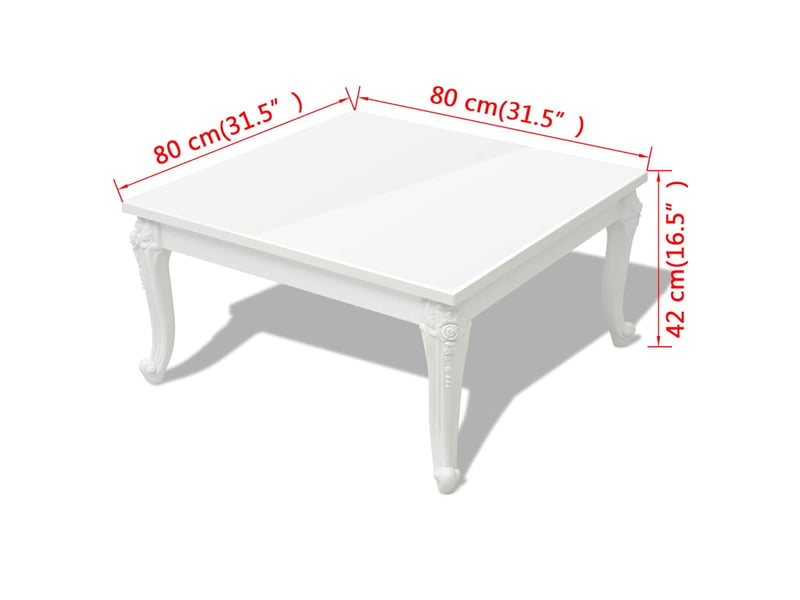  Table basse - table de salon - table à thé 80x80x42 cm blanc brillant  - Conforama E