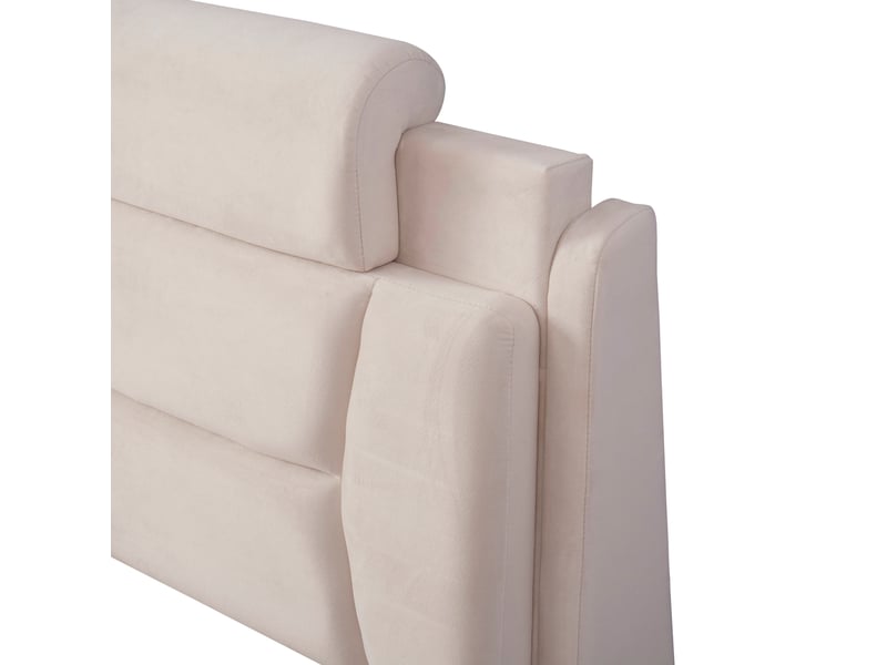  Lit enfant 90x200 cm, tête rembourrée réglable sur 2 hauteurs, roues avec éclairage, lit voiture en velours,beige  - Conforama E