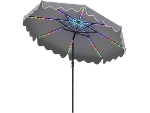 2,7m parasol de jardin exterieur, 104 led, protection anti-uv | parasol de balcon avec manivelle, 8 baleines, protection anti-uv, inclinable 30°