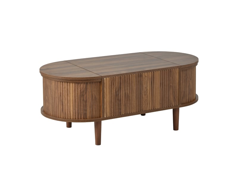 Table basse ovale réglable, style vintage, rangement, pieds en bois massif, meuble multifonctionnel - Conforama E