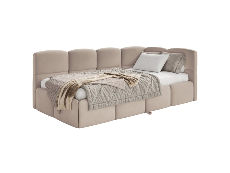 Selsey cloudy - lit rembourré - 170x185 cm - velours beige - côté droit Cloudy - Conforama A