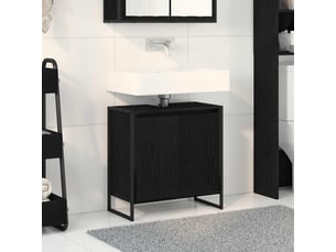 Cabinet de salle de bain, meuble de rangement chêne noir 60x30x60 cm