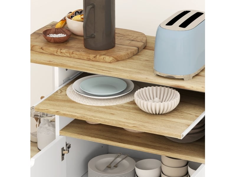  Desserte de cuisine 80x40x82 cm avec rangement en bois bois naturel  - Conforama D