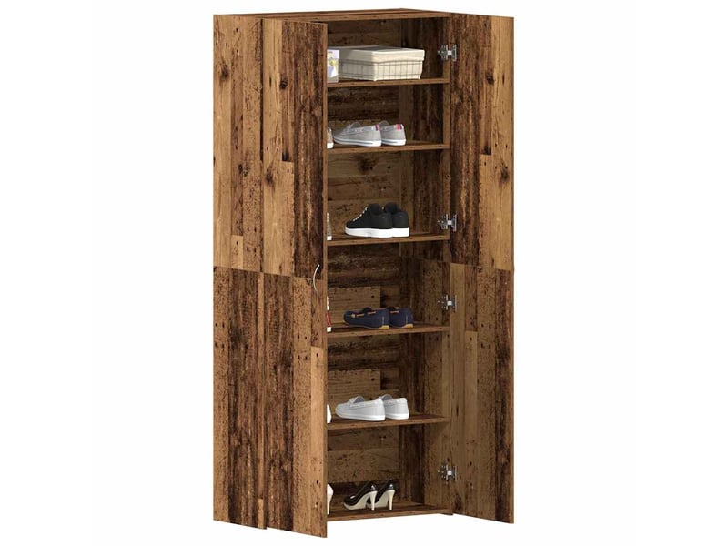 Meuble à chaussure, cabinet à chaussures 80x35.5x180 cm bois d'ingénierie shl8134 - Conforama C