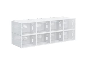 Meuble à chaussures modulable 8 cubes en pp blanc et transparent 28x36x21 cm