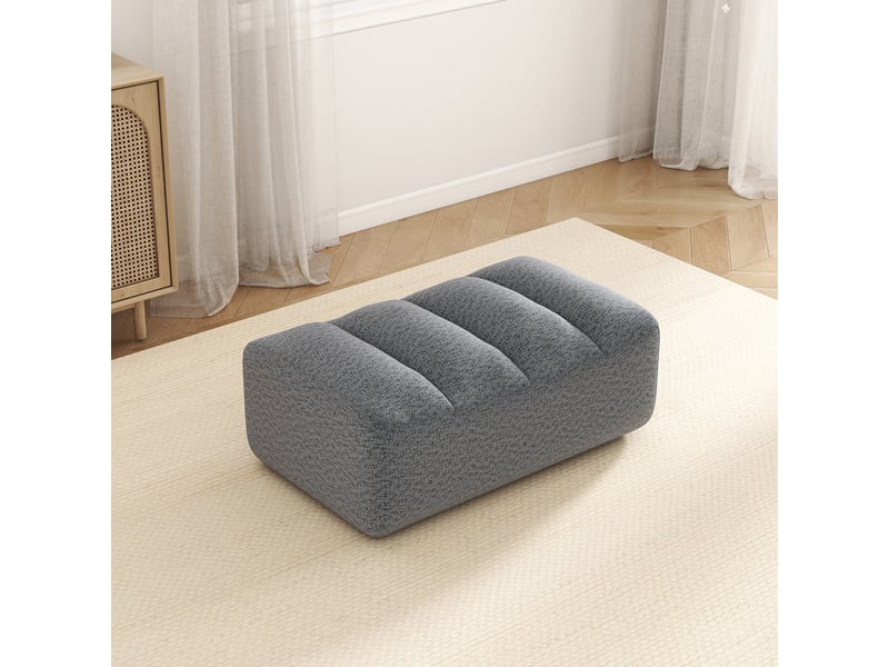  Repose-pieds - 104x61x45 cm - ottoman modulaire sans cadre en molleton bouclé - gris  - Conforama B