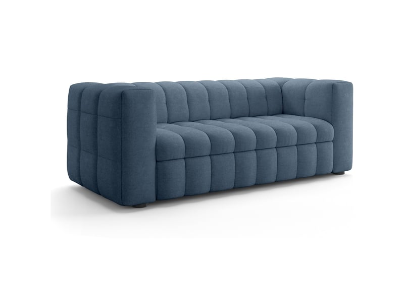  Canapé capitonné convertible 3 places en tissu chenille bleu foncé - ouverture express - cester Cester - Conforama E
