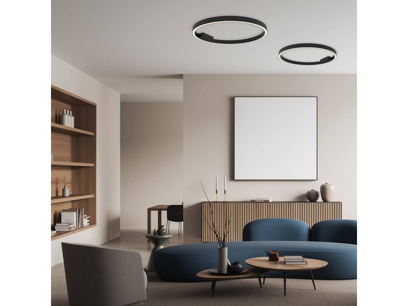  Zambelis aria plafonnier semi-encastré led intégré aria 80 cm, noir mat, 3000 k, à intensité variable  - Conforama B