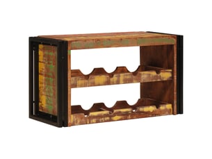 Étagère à vin, casier à bouteilles mural marron 80 x 45 x 33 cm bois récupéré massif cf41332