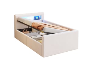 Lit coffre 90x200 cm coloris beige