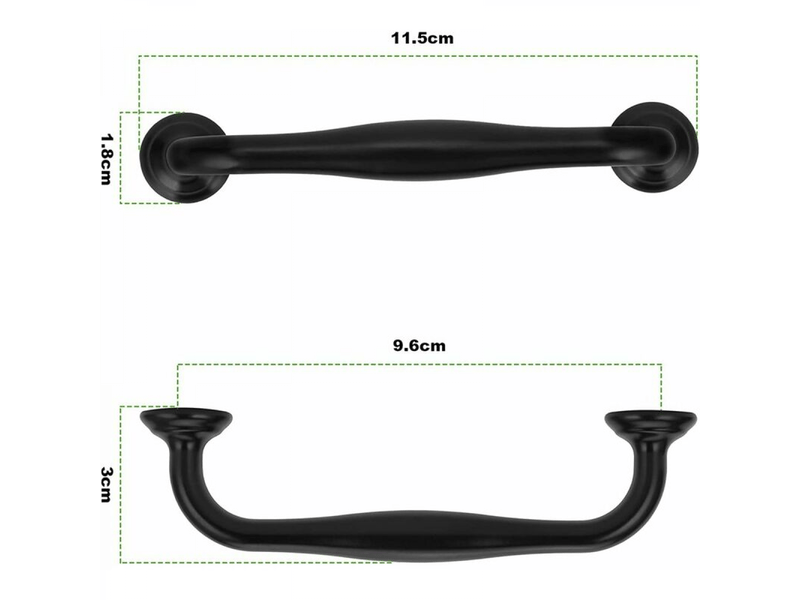  Lot de 20 poignées de porte de 96 mm, poignées pour armoires et tiroirs, avec vis noires  - Conforama B