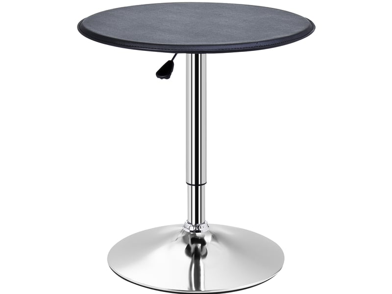  Table de bar réglable ø63 x h67-93 cm – noire – plateau rotatif 360° et revêtement en simili cuir  - Conforama A