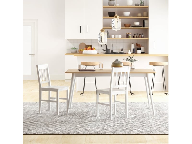  Elvmi lot de 2 chaises de salle à manger chaises de cuisine en bois massif de pin blanc laqué dossier ouvert assise confortable surface lisse facile à entretenir style classique pour cuisine salle à manger bureau 41 x 46 5 x 85 …  - Conforama D