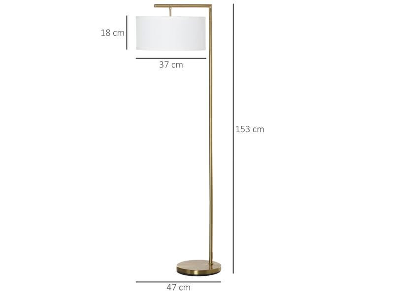 Lampadaire 47x37x153 cm e27 interrupteur au pied métal or  - Conforama C