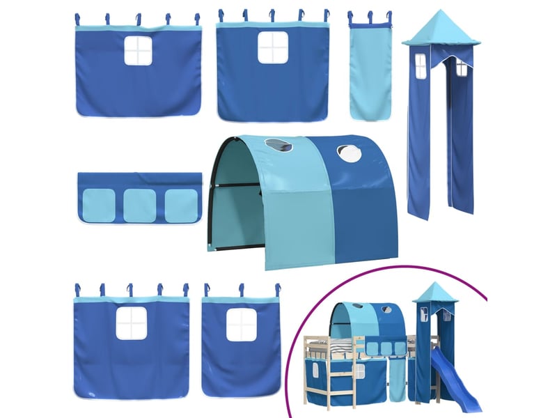  Rideaux pour lit mezzanine avec tunnel et tour bleu cf44934  - Conforama A
