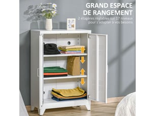 Armoire de bureau à 3 niveaux meuble de rangement bureau métallique 2 portes étagères réglables blanc 75 x 33 x 110 cm