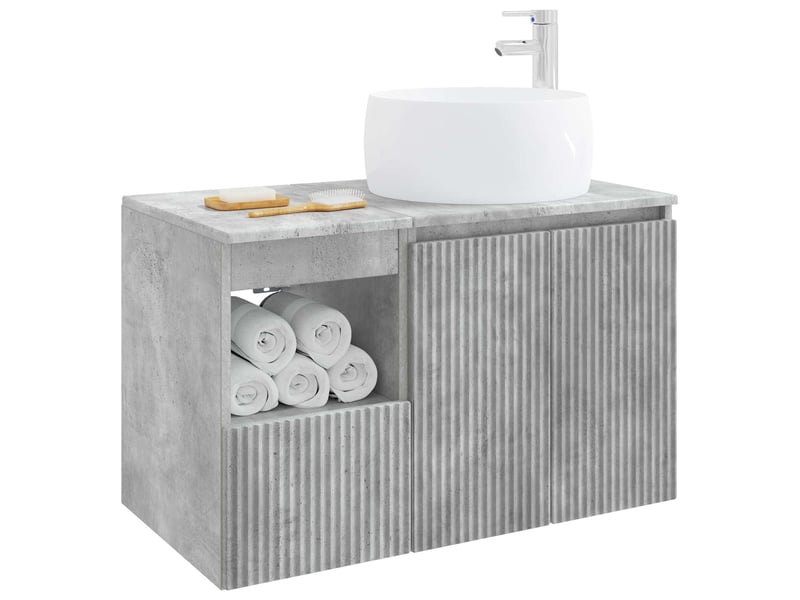 Ensemble de mobilier de salle de bain 2 pc gris béton cf64156 - Conforama C