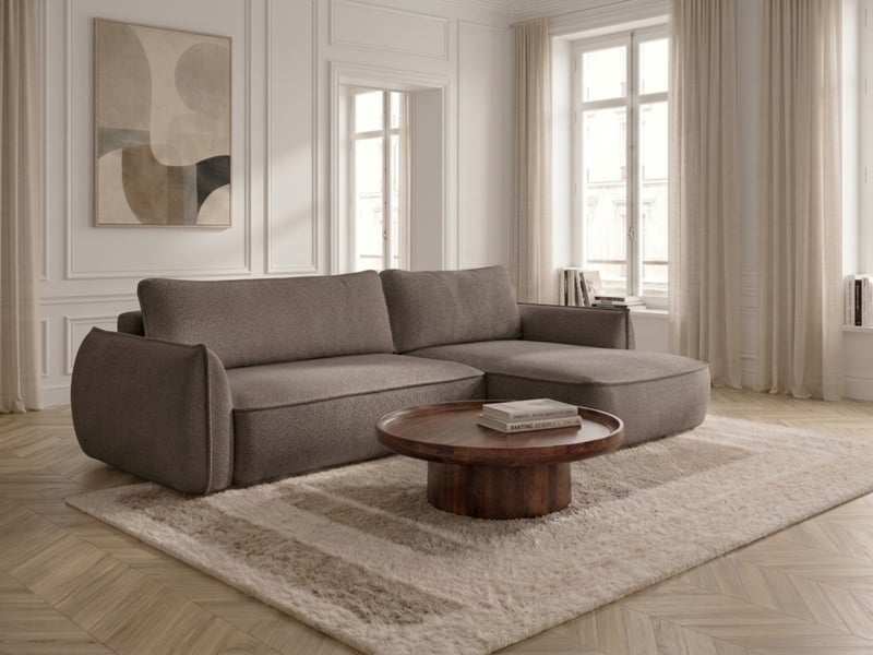 Bobochic canapé d'angle convertible réversible esmee tissu chenille taupe réversible ESMEE - Conforama B