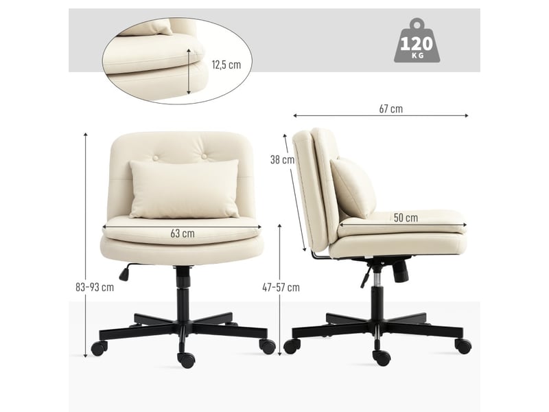 Chaise de bureau talier pivotante réglable à roulettes beige - Conforama C