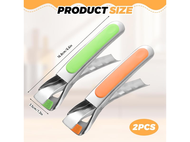 Pinces anti-brûlures en acier inoxydable pour plaques à pizza au four (vert et orange) - Conforama B