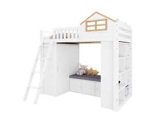 Sommier cadre à lattes 90x200 cm MIVRAY épaisseur 124.5 cm vendu avec sommier,sans matelas