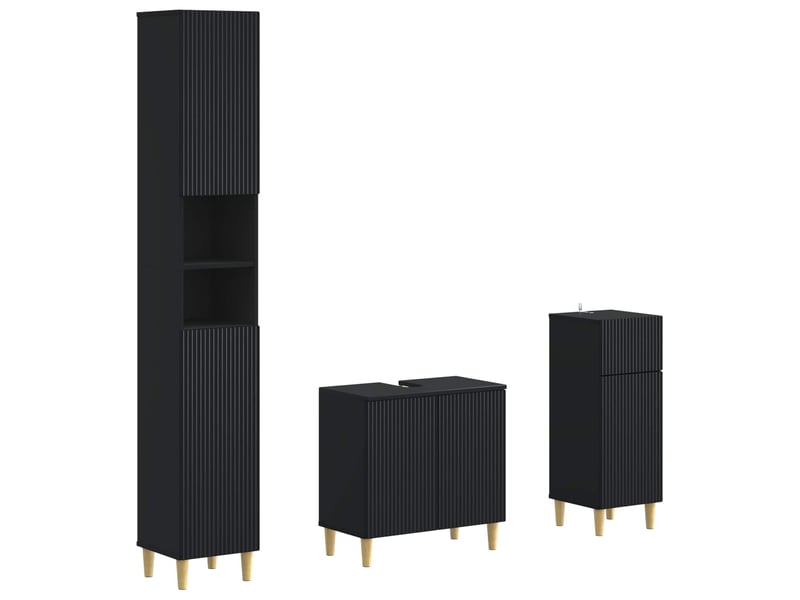  Ensemble de meuble de salle de bain 3 pièces arnhem noir cf63327  - Conforama A