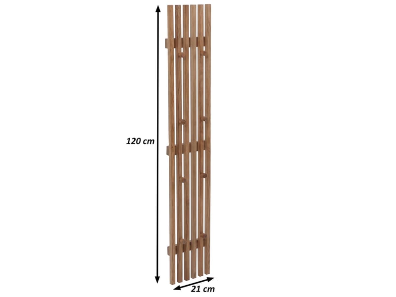 Mca panneau vestiaire hwc-p56, patère murale, patère en bois, 8 crochets, bois massif, 120 x 21 cm, chêne  - Conforama C