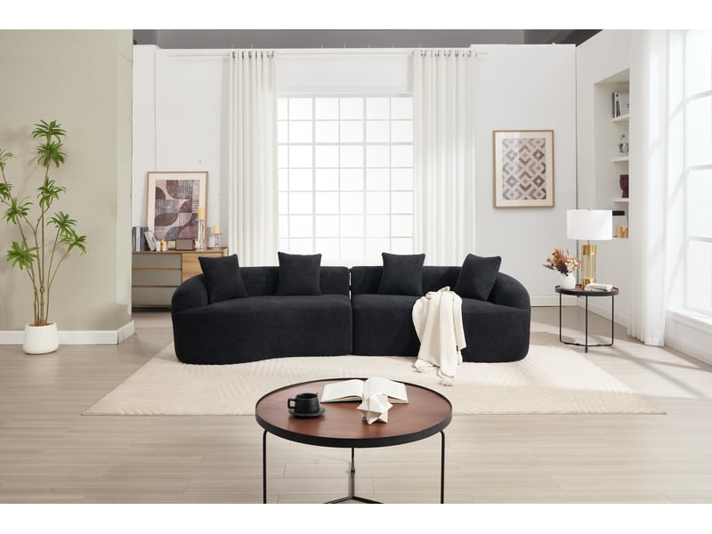  Canapé incurvé 4 places modulable en chenille noir - aucun assemblage requis  - Conforama W