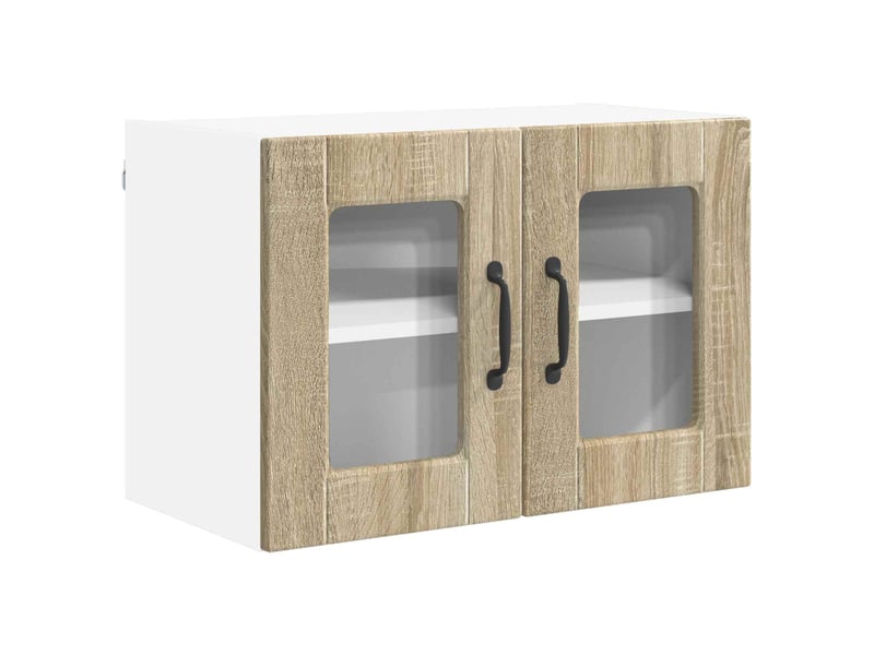  Meuble mural de cuisine, cabinet en verre mural 2 pcs chêne sonoma shl6465  - Conforama E