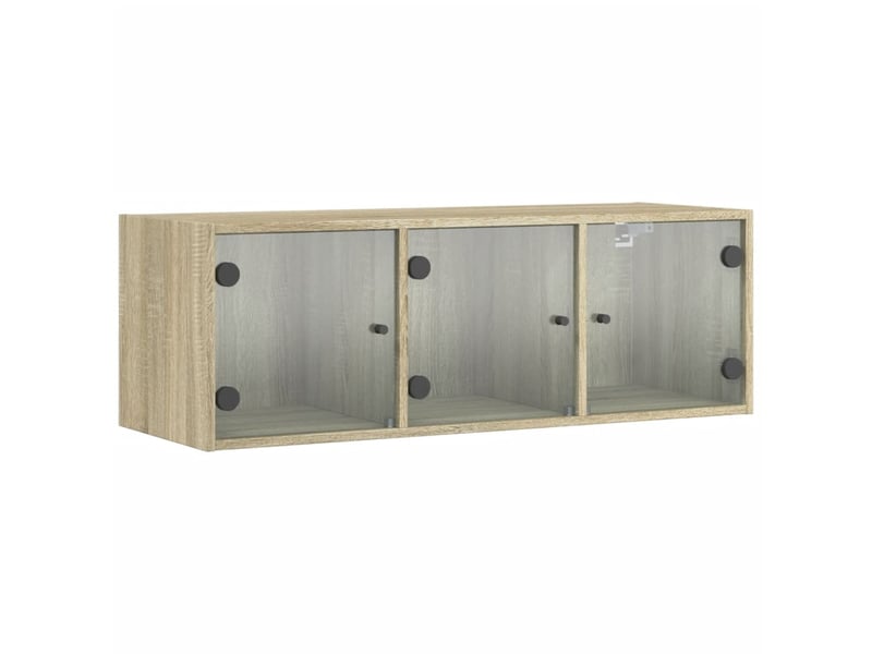  Armoire murale salon, meuble de rangement avec portes en verre chêne sonoma 102x37x35 cm  - Conforama A